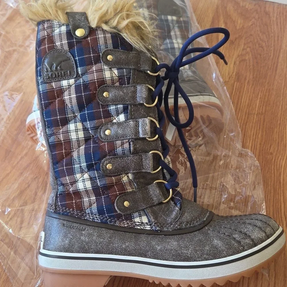 Sorel Tofino‎ Snow Boots 6 Plaid NEW Plaid Winter Waterproof Gorpcore Navy